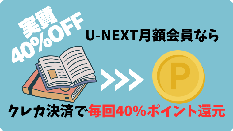 Ｕ-ＮＥＸＴ　ユーネクスト　電子書籍　クレジットカード　購入　決済　４０％　ポイント　還元　実質４割　お得　最強